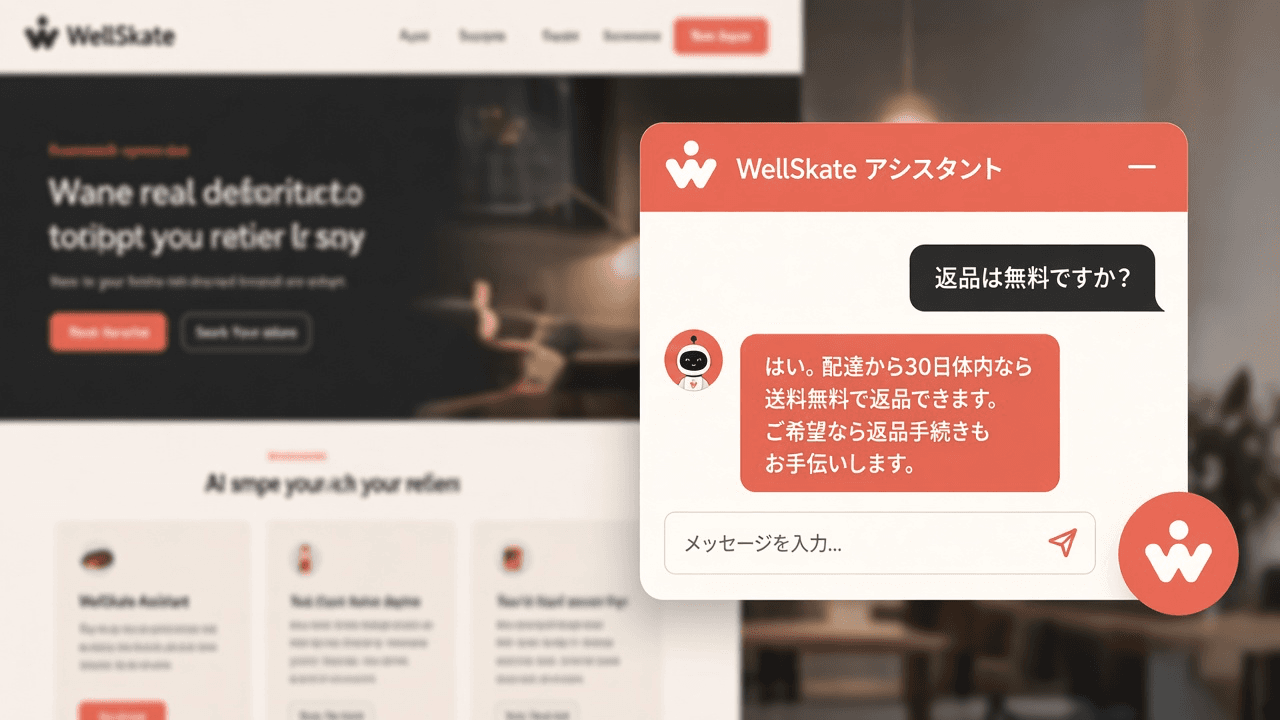 WellSkate AIのウェブサイト向けAIチャットボット — WellSkate AIアシスタントが訪問者の質問に回答