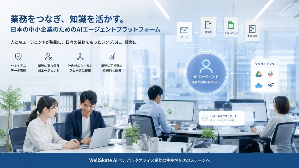 業務をつなぎ知識を活かす、日本の中小企業向けWellSkate AIエージェントプラットフォーム
